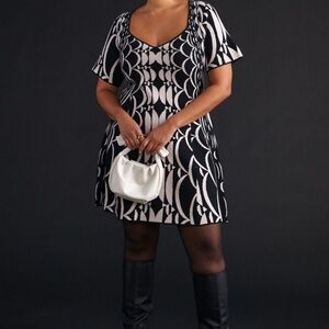 Chic Black and White Patterned Dress